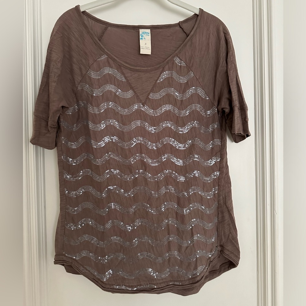 Anthropologie sequined knit top.